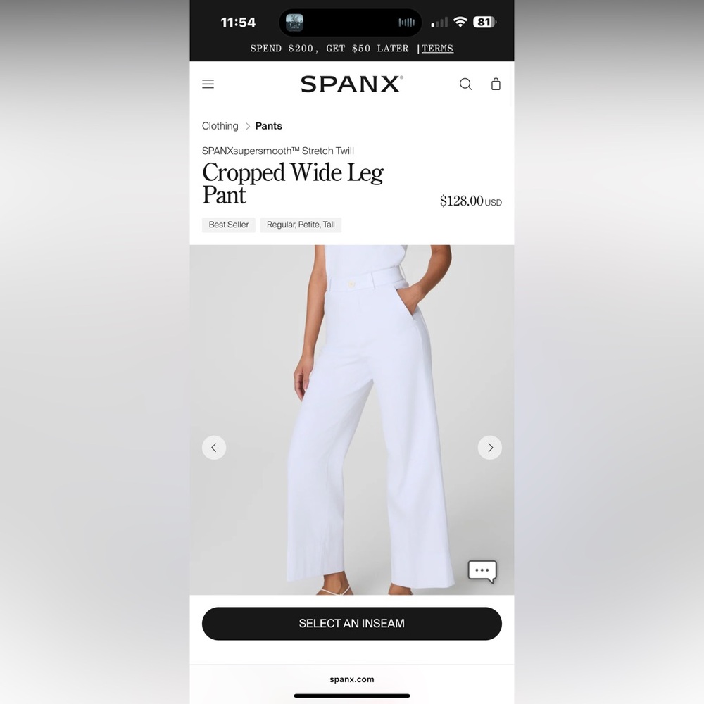Never Worn SPANX Cropped Wide Leg Pant